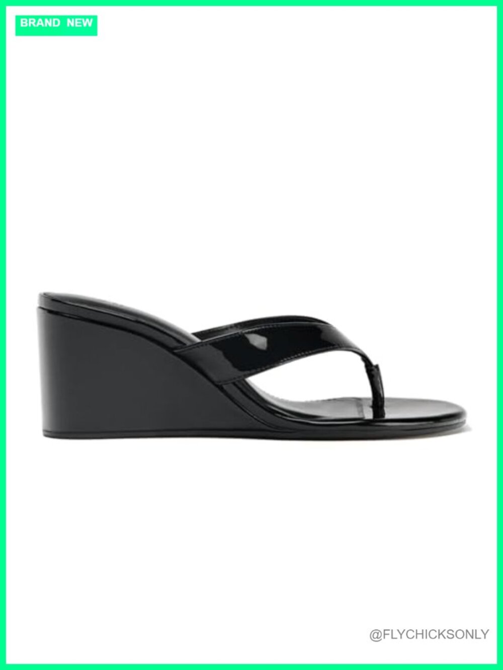 Patent Leather Wedge Flip Flops Open Round Toe Slip On Thong Sandals Summer